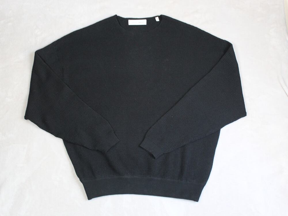 Fear Of God Essentials Sweater Mens Small Black Waffle Knit Minimalist